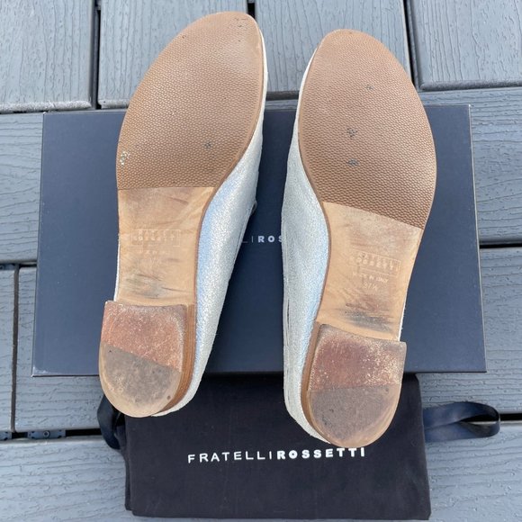 Fratelli Rossetti Silver Leather Tassel Loafer - Size 37.5 IT (7.5 US) Women's - Picture 3 of 7